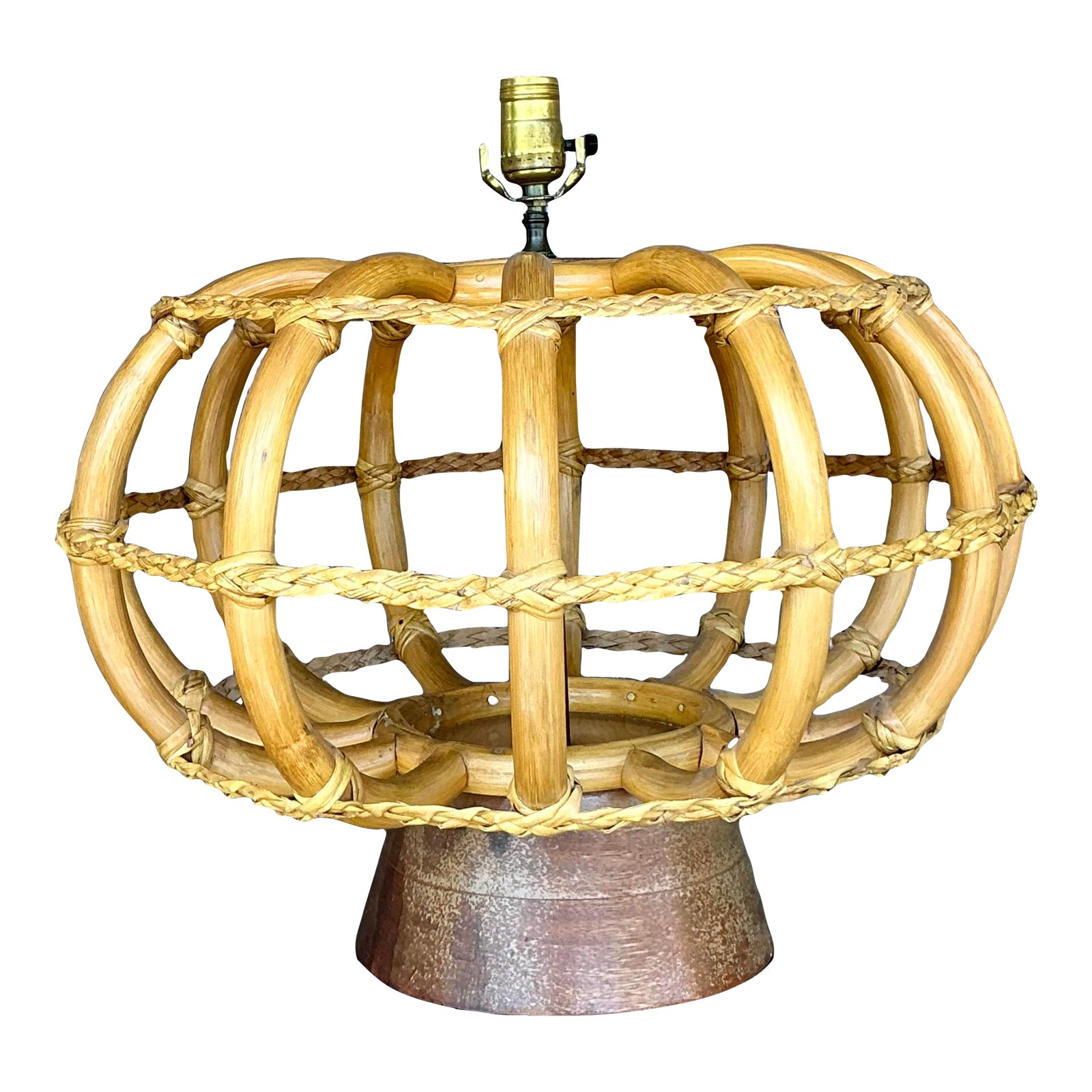 Vintage Coastal Bent Rattan Lamp
