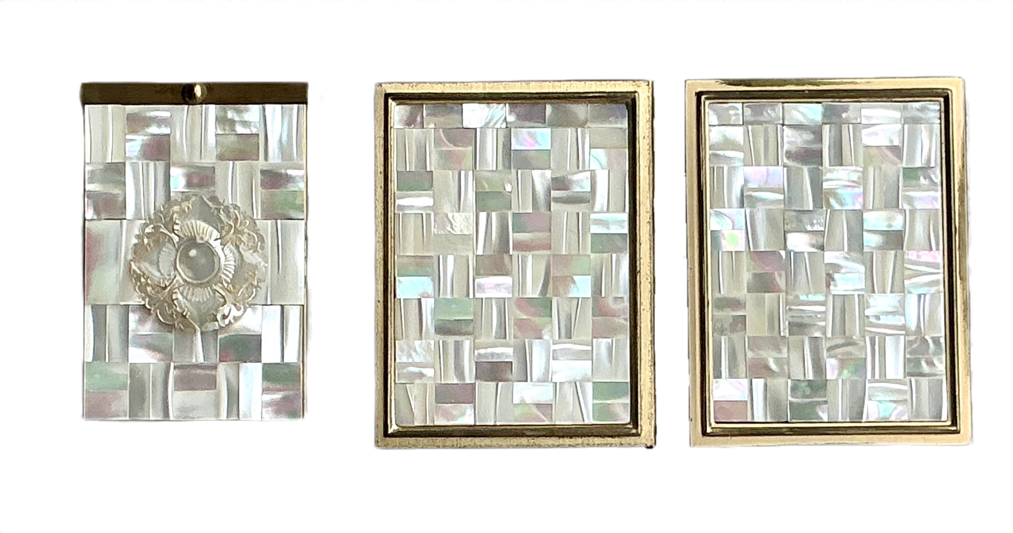 Vintage Boho Mother of Pearl Compacts- Set of 3