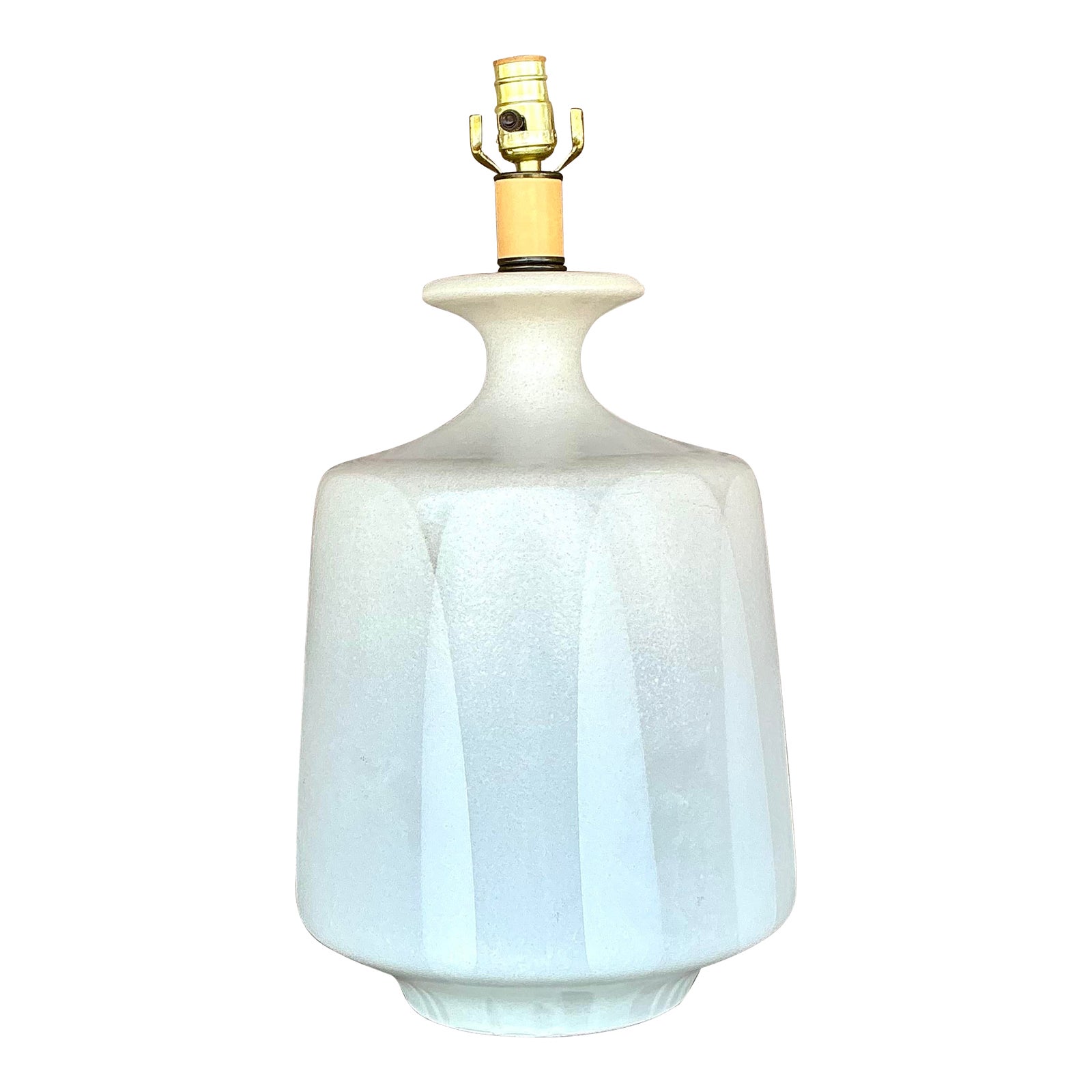 Vintage Mid-Century Light Gray Ceramic Textured Lamp