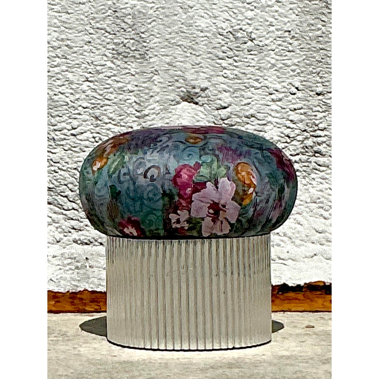 Vintage Boho Swivel Ottoman After Thayer Coggin - Side view