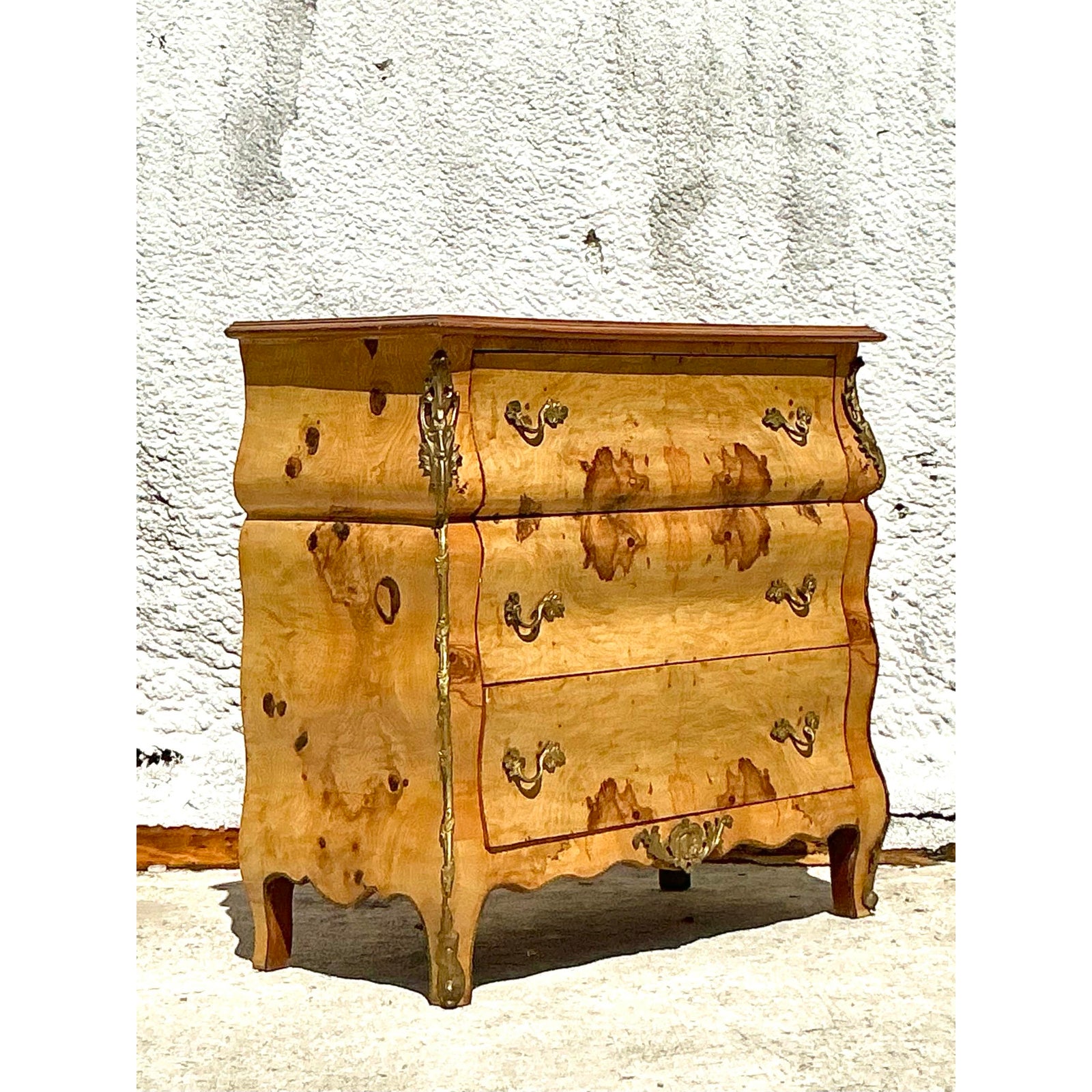 Vintage Boho Burl and Ormolu Chest of Drawers - Back view