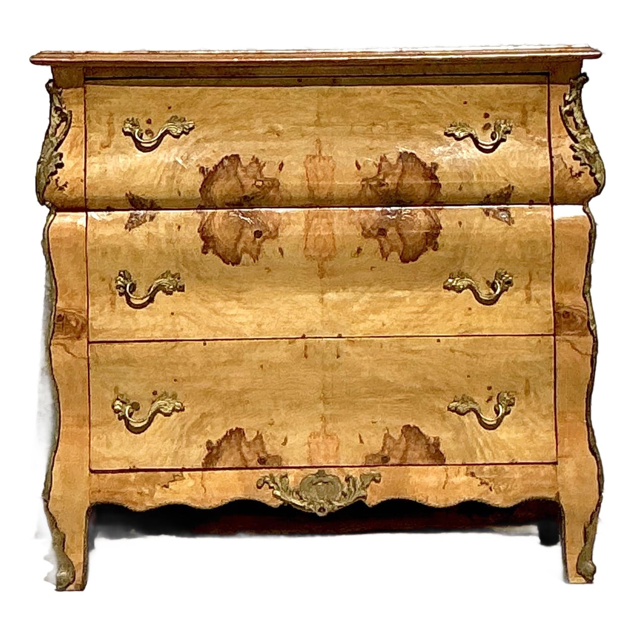 Vintage Boho Burl and Ormolu Chest of Drawers