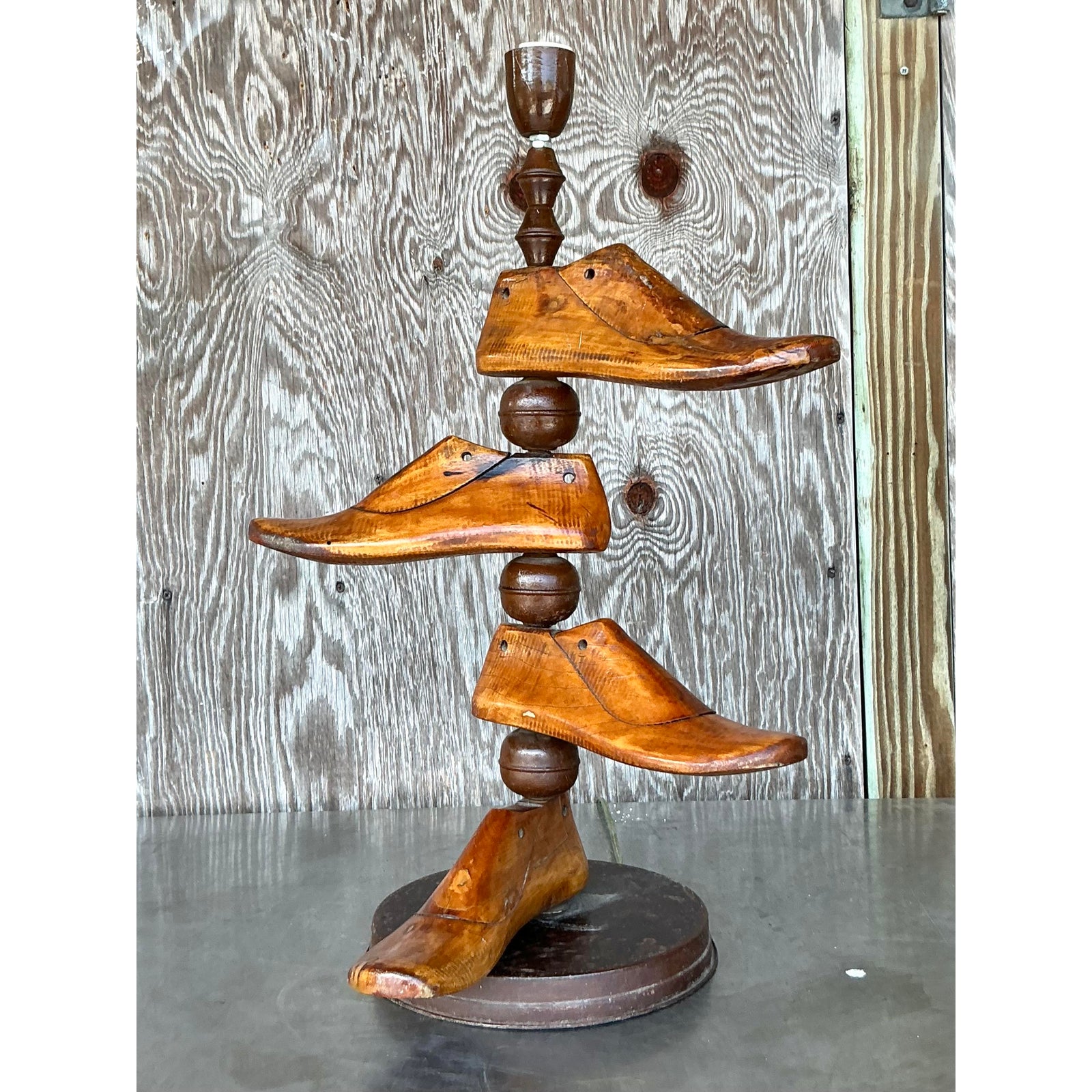 Vintage Boho Shoe Mold Lamp - Back view