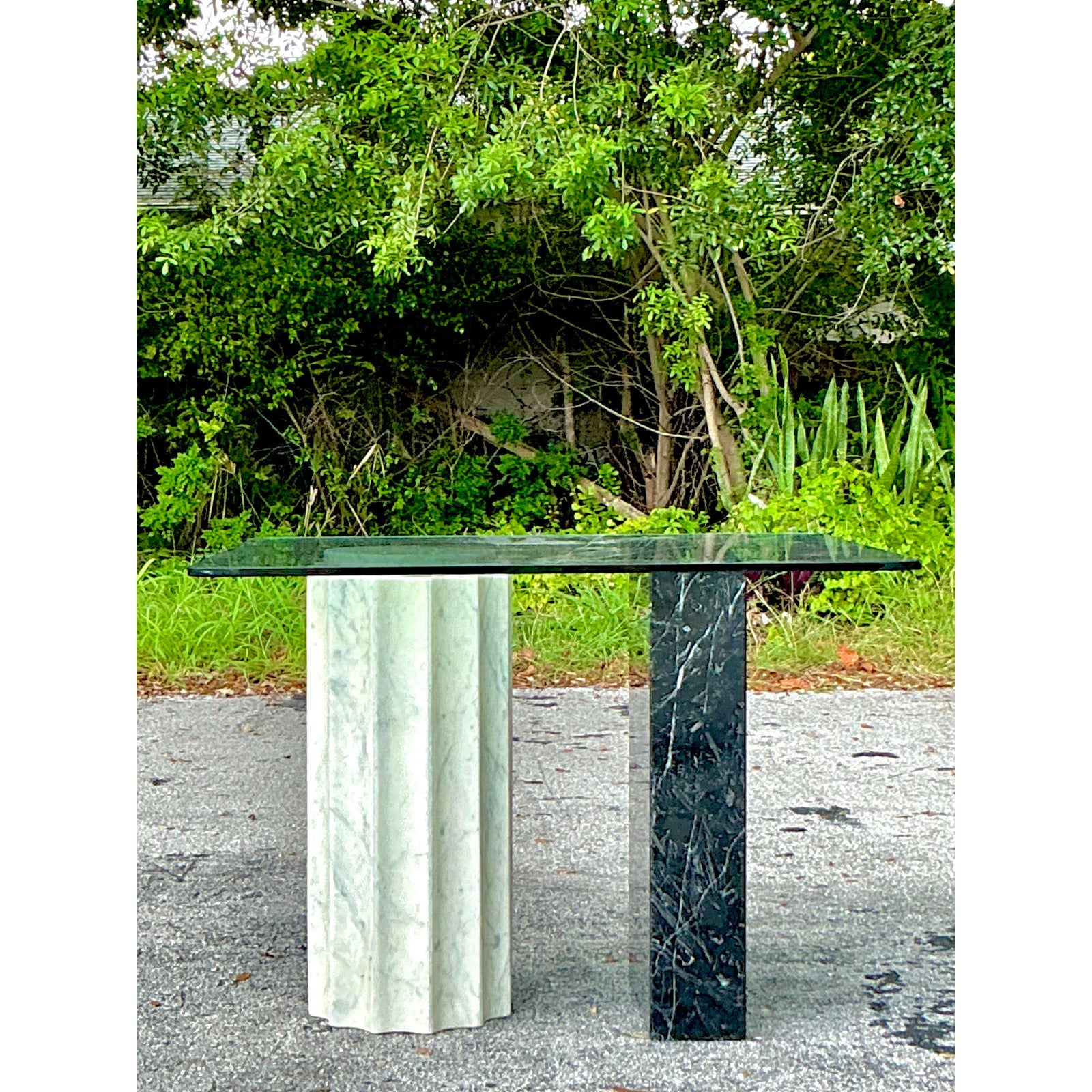Vintage Boho Postmodern Stone Card Table - Detail view
