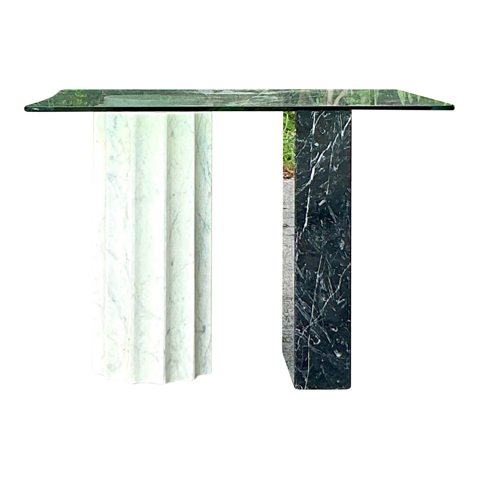 Vintage Boho Postmodern Stone Card Table