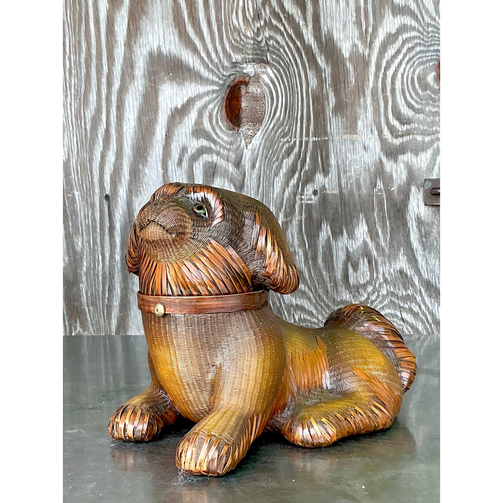 Vintage Shanghai Handicrafts Weave Dog - Detail view