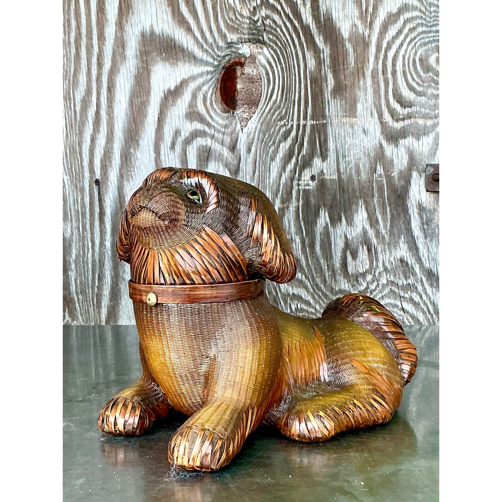 Vintage Shanghai Handicrafts Weave Dog - Side view