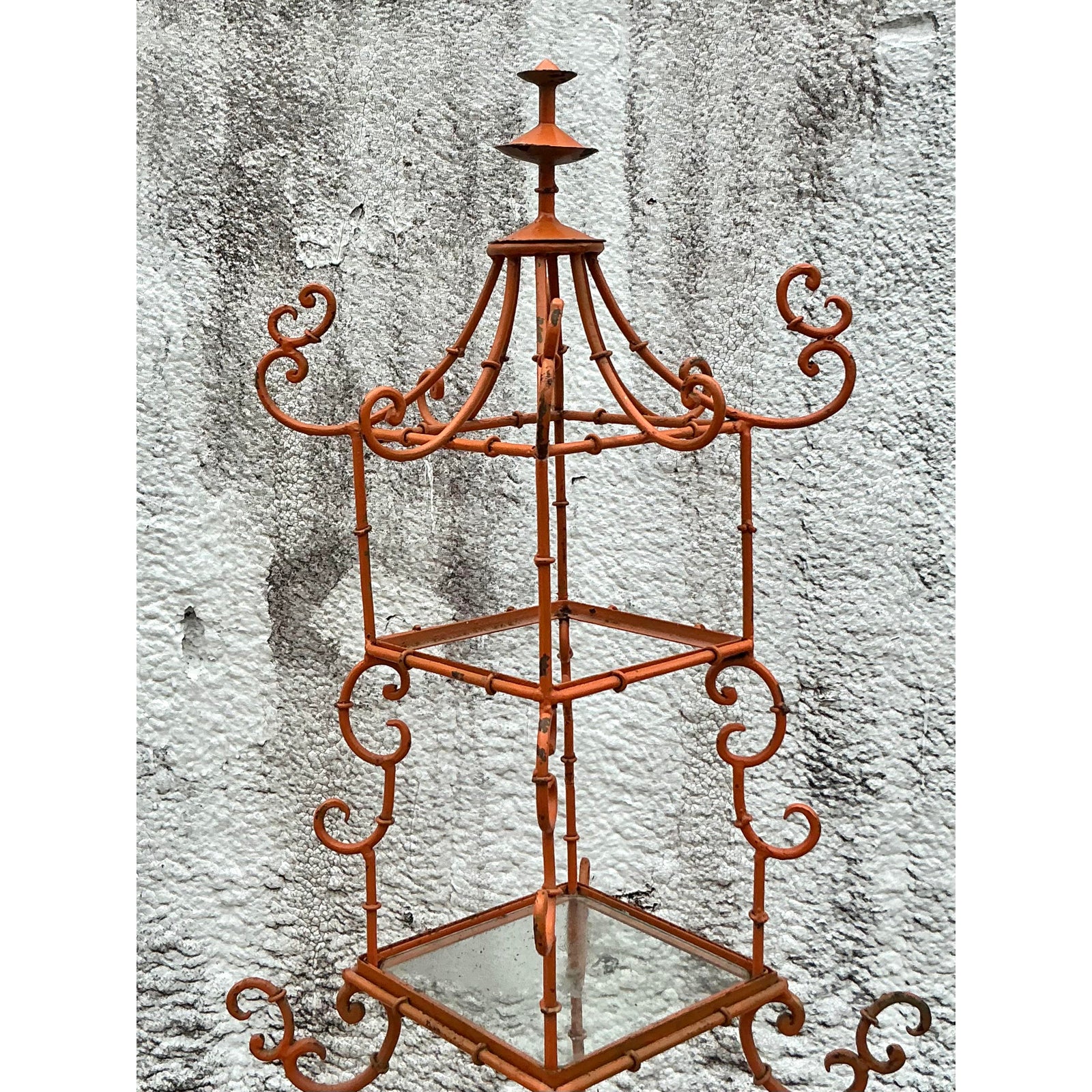 Vintage Asian Wrought Iron Pagoda Etagere - Top view