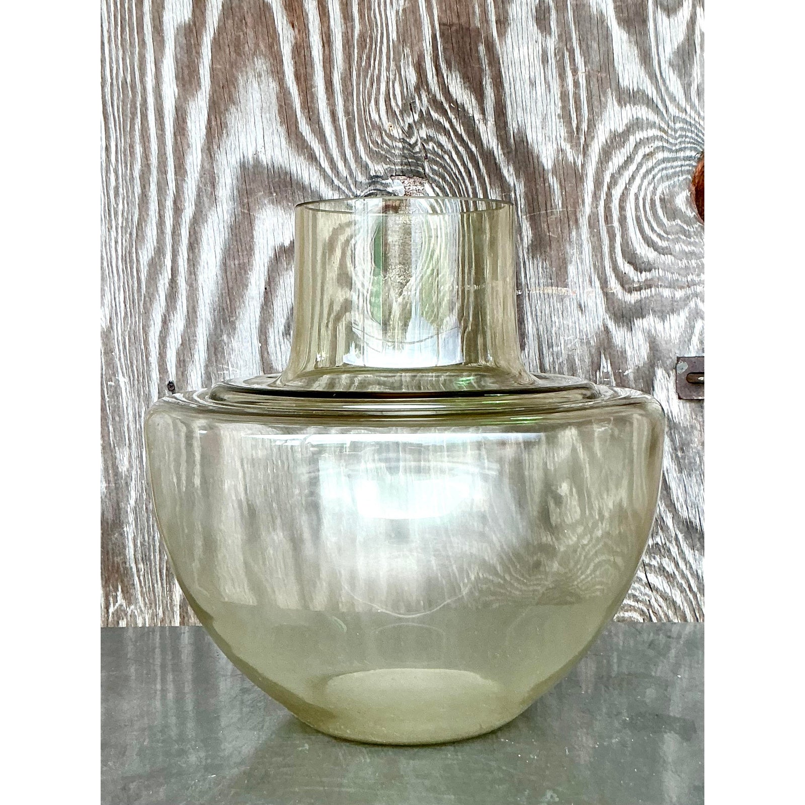 Vintage Boho Monumental Glass Vase - Side view