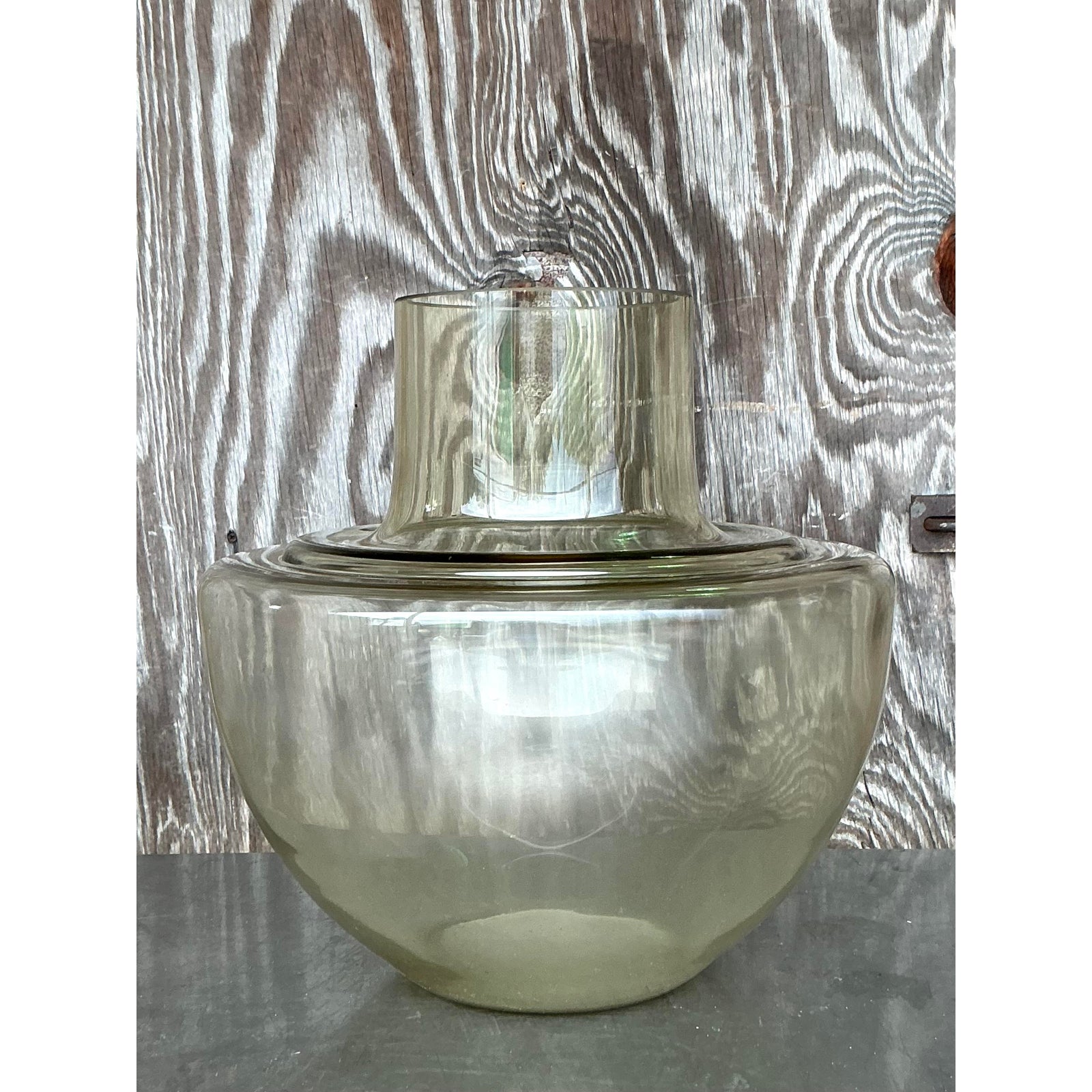 Vintage Boho Monumental Glass Vase - Back view