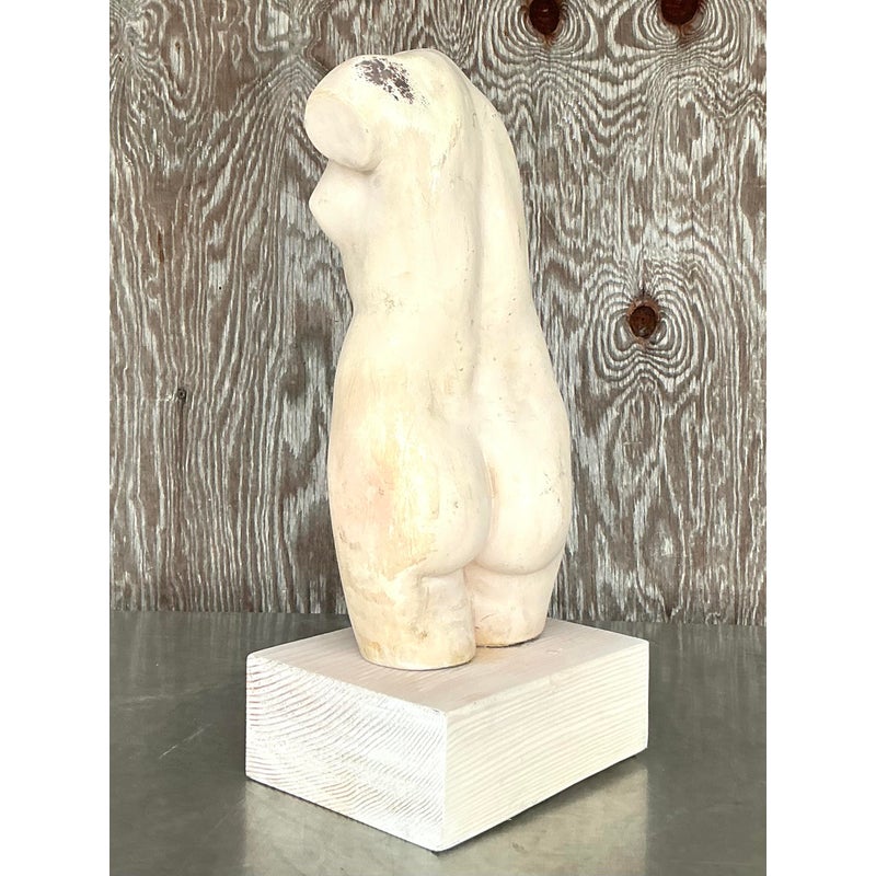 Late 20th Century Vintage Boho Plaster Torso of Woman - Back view