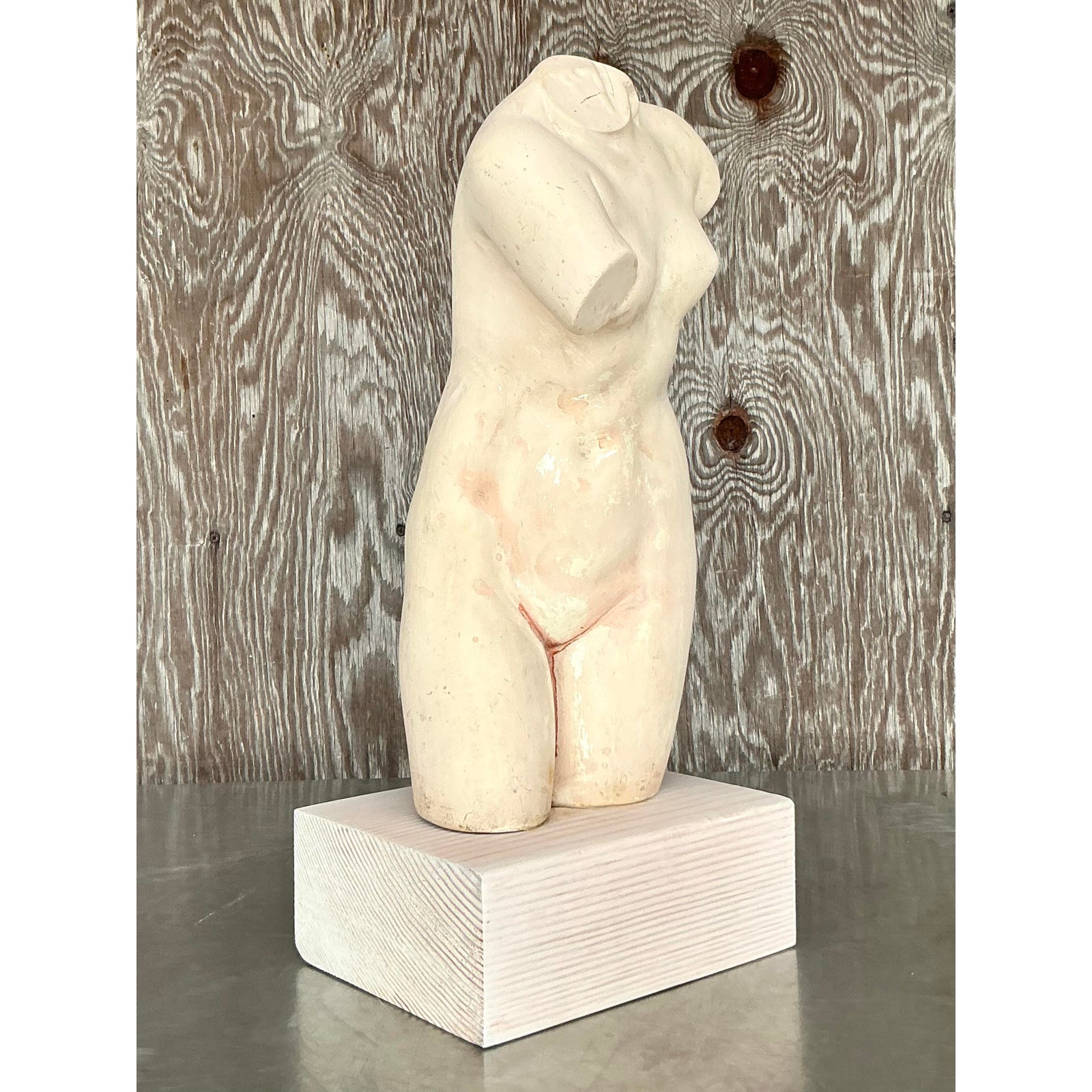Late 20th Century Vintage Boho Plaster Torso of Woman - Top view