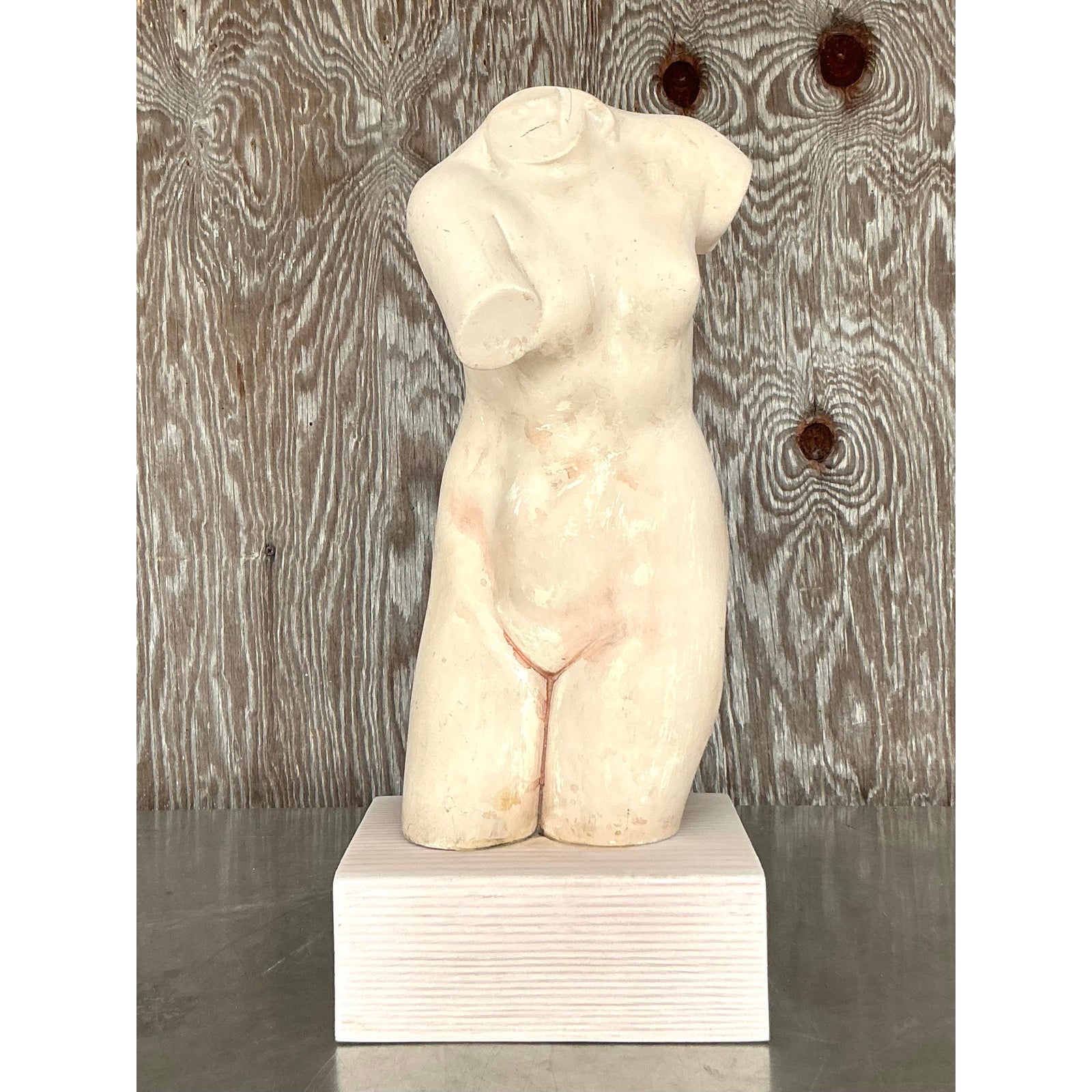 Late 20th Century Vintage Boho Plaster Torso of Woman - Detail view