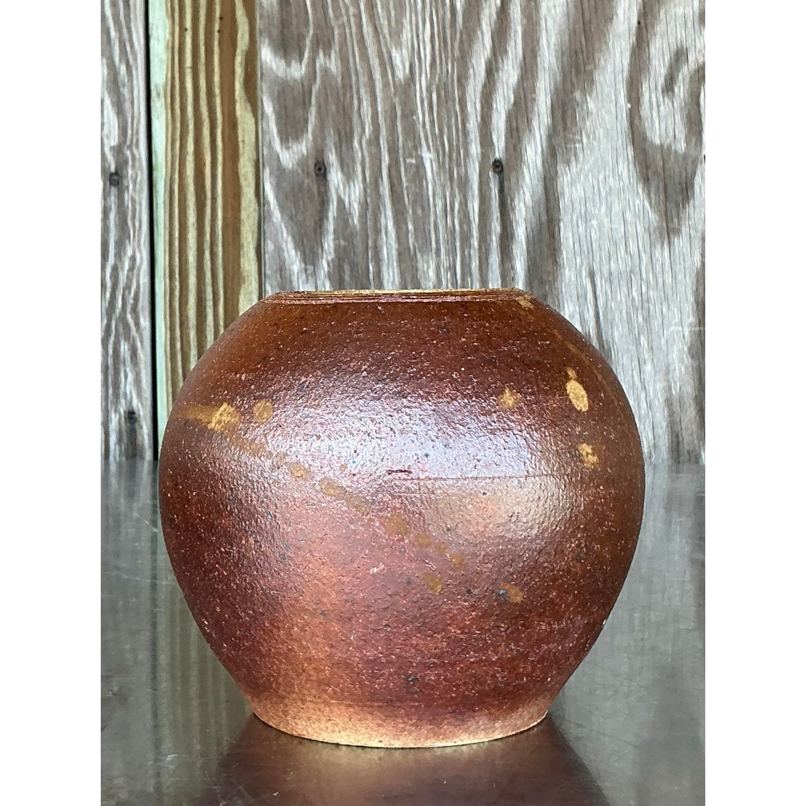 Vintage Boho Studio Pottery Vase - Top view