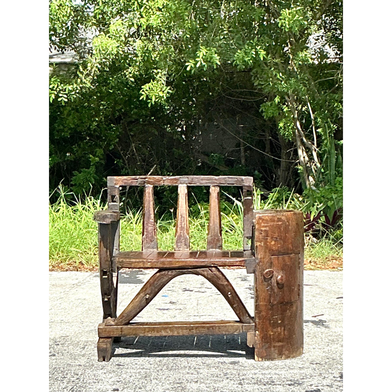 Vintage Boho Primitive Bench - Detail view