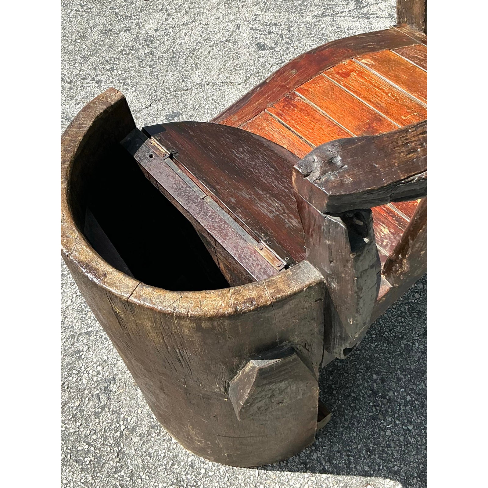 Vintage Boho Primitive Bench - Top view