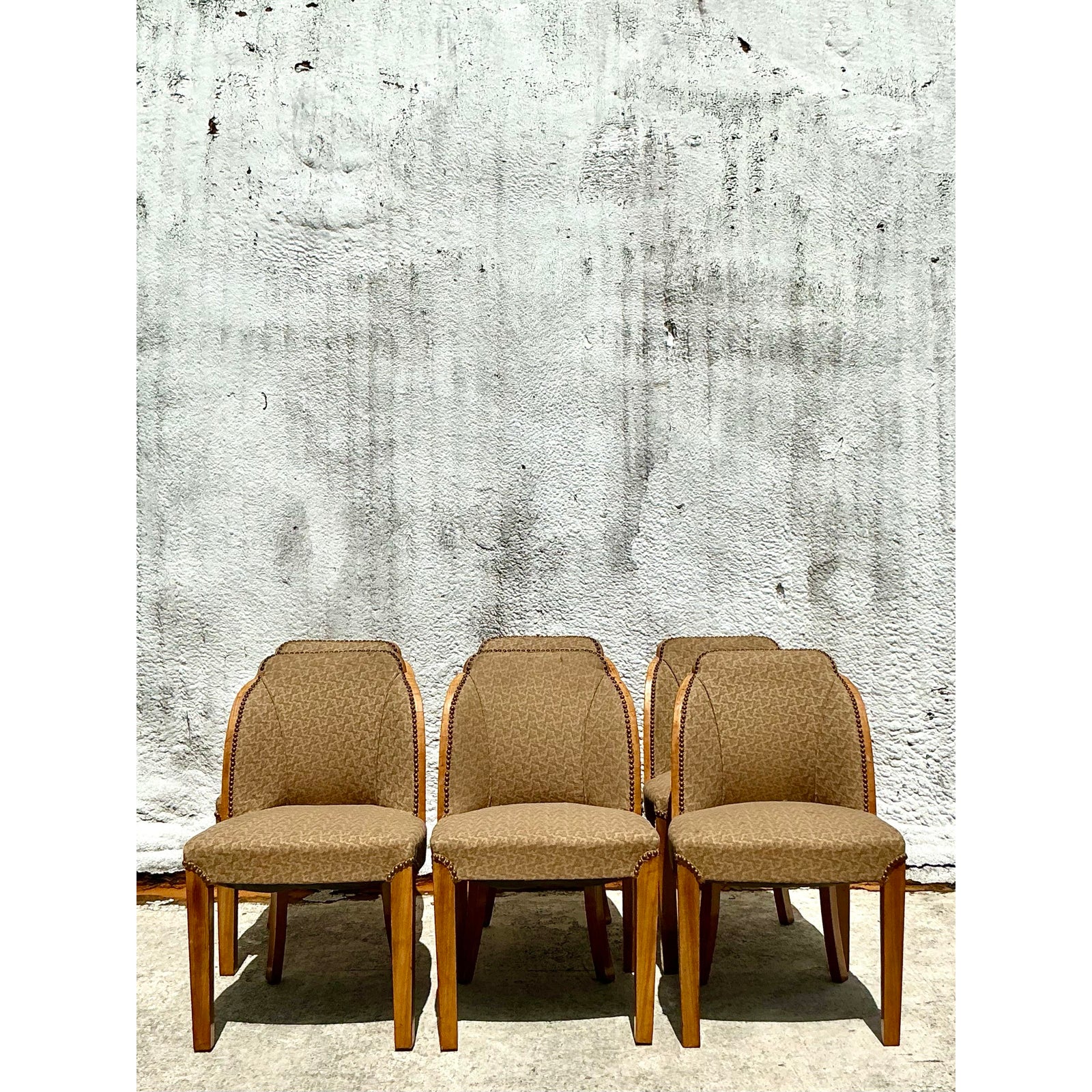 Vintage Deco Burled Walnut Dining Chairs After Harry and Lou Epstein - Set of 6 - Side view