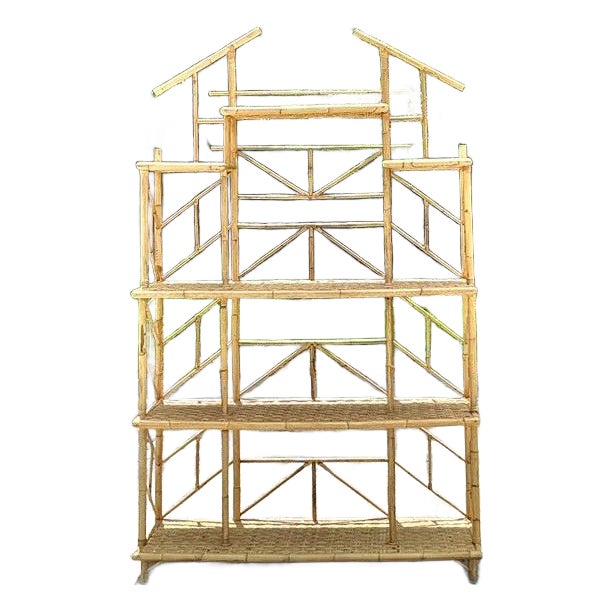 Vintage Boho French Bamboo Etagere
