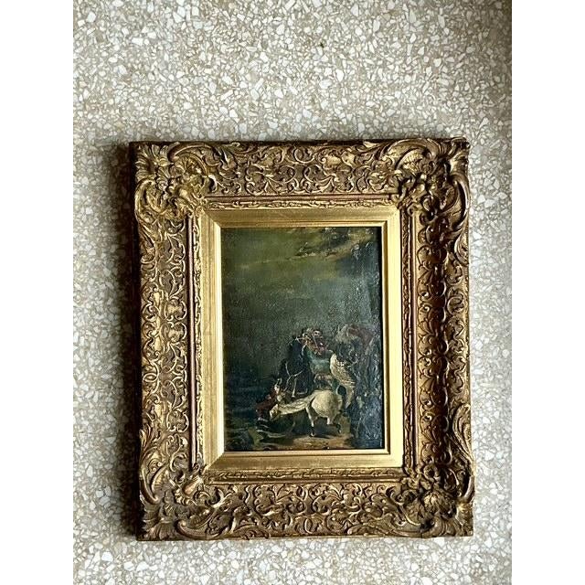Vintage Boho Original Figurative Oil Painting on Canvas - Top view