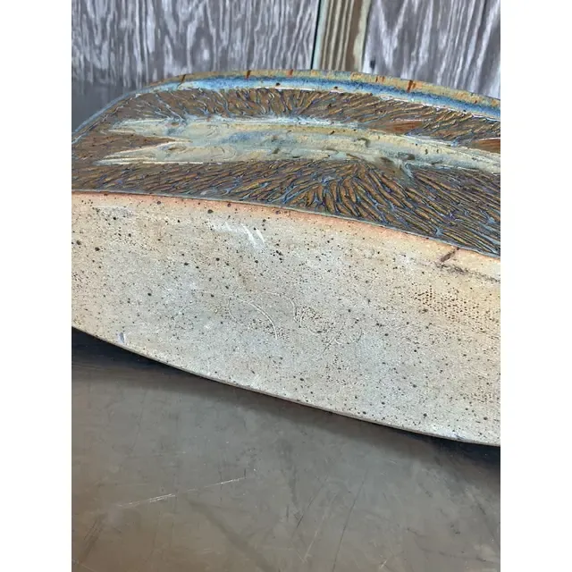 Vintage Boho Original Studio Pottery Fish Vase - Side view