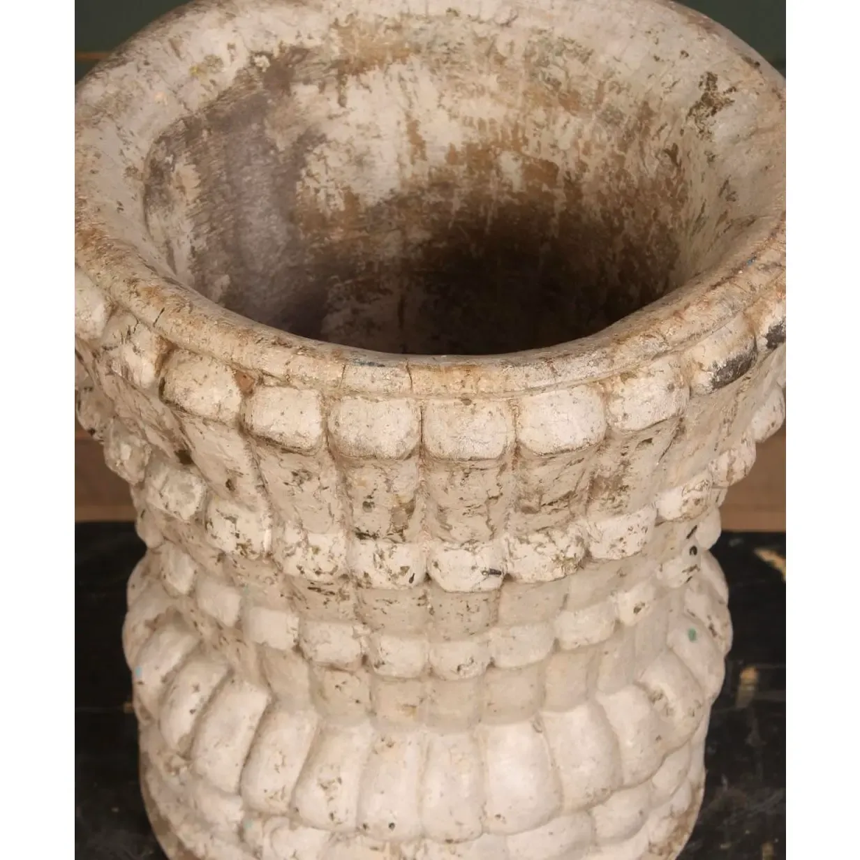 Mid 20th Century Boho Cast Stone Planter - Side view