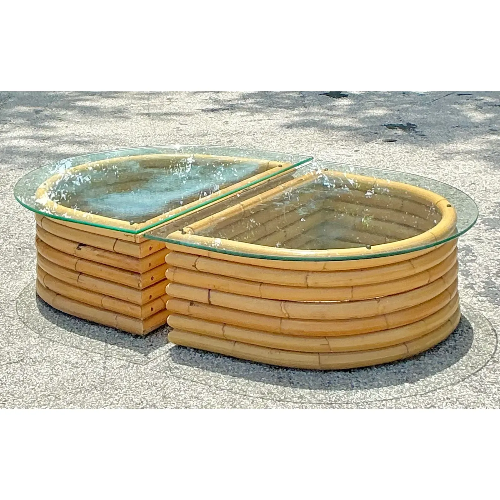 Vintage Boho Bent Rattan - Set of 2 - Side view