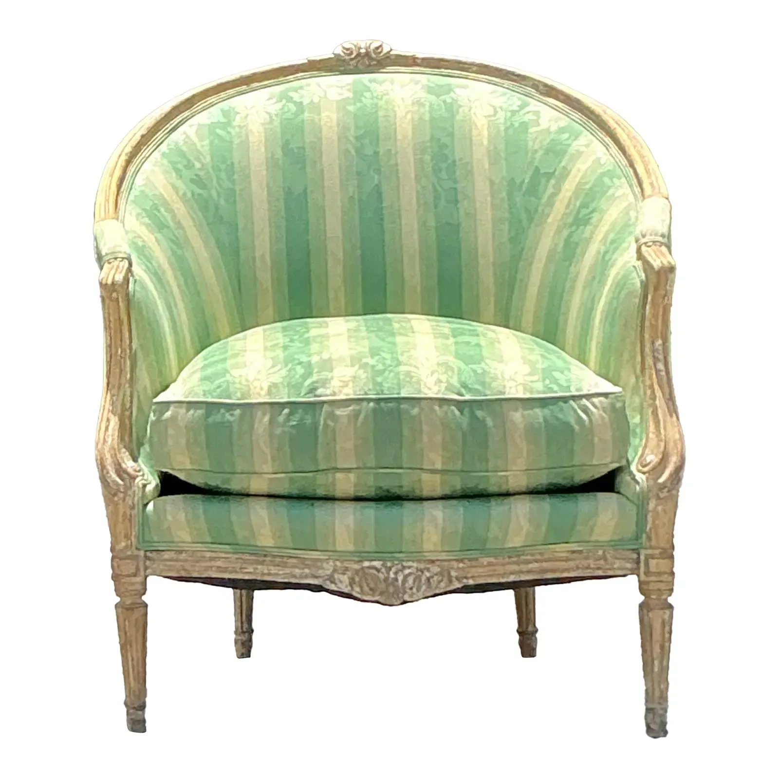 Vintage Regency Louis XVI Painted Bergere Chair