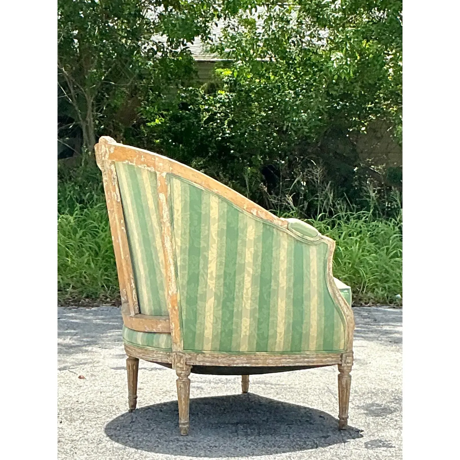 Vintage Regency Louis XVI Painted Bergere Chair - Side view