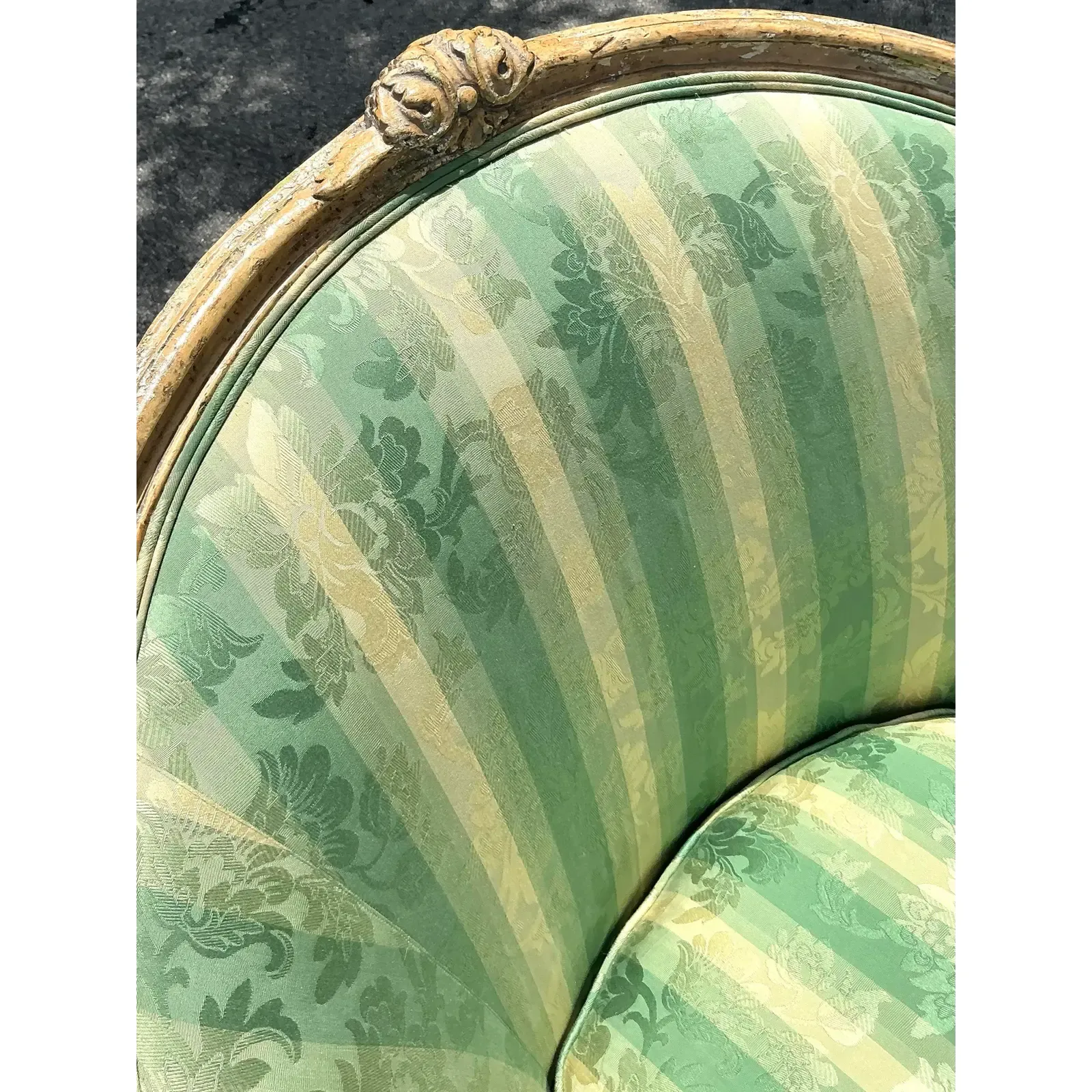 Vintage Regency Louis XVI Painted Bergere Chair - Top view