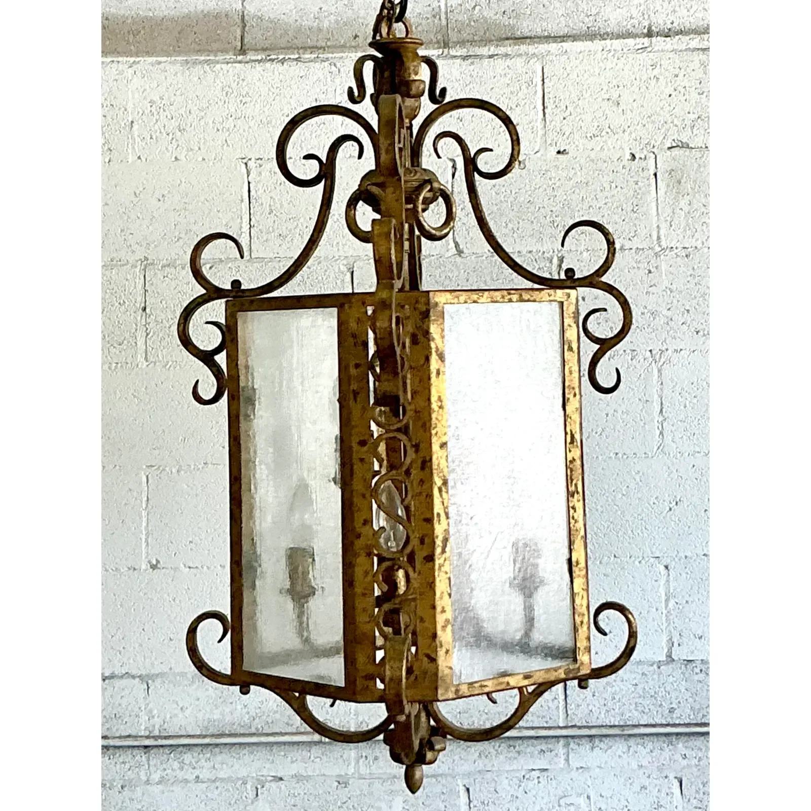 Vintage Regency Gilt Rings Lantern - Back view