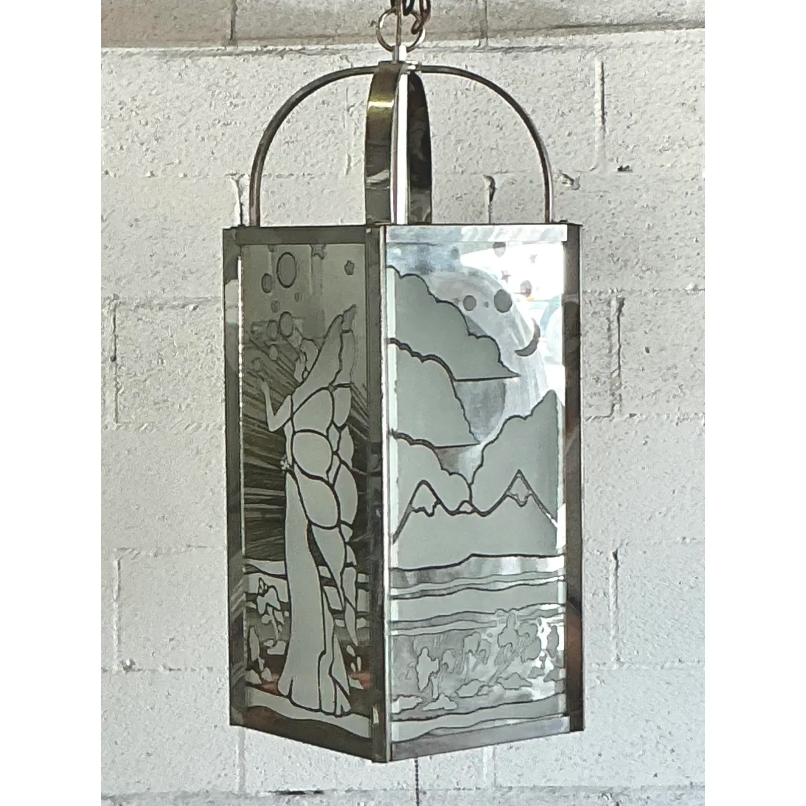 Vintage Regency Frosted Fairy Lantern After Frederick Ramond - Back view