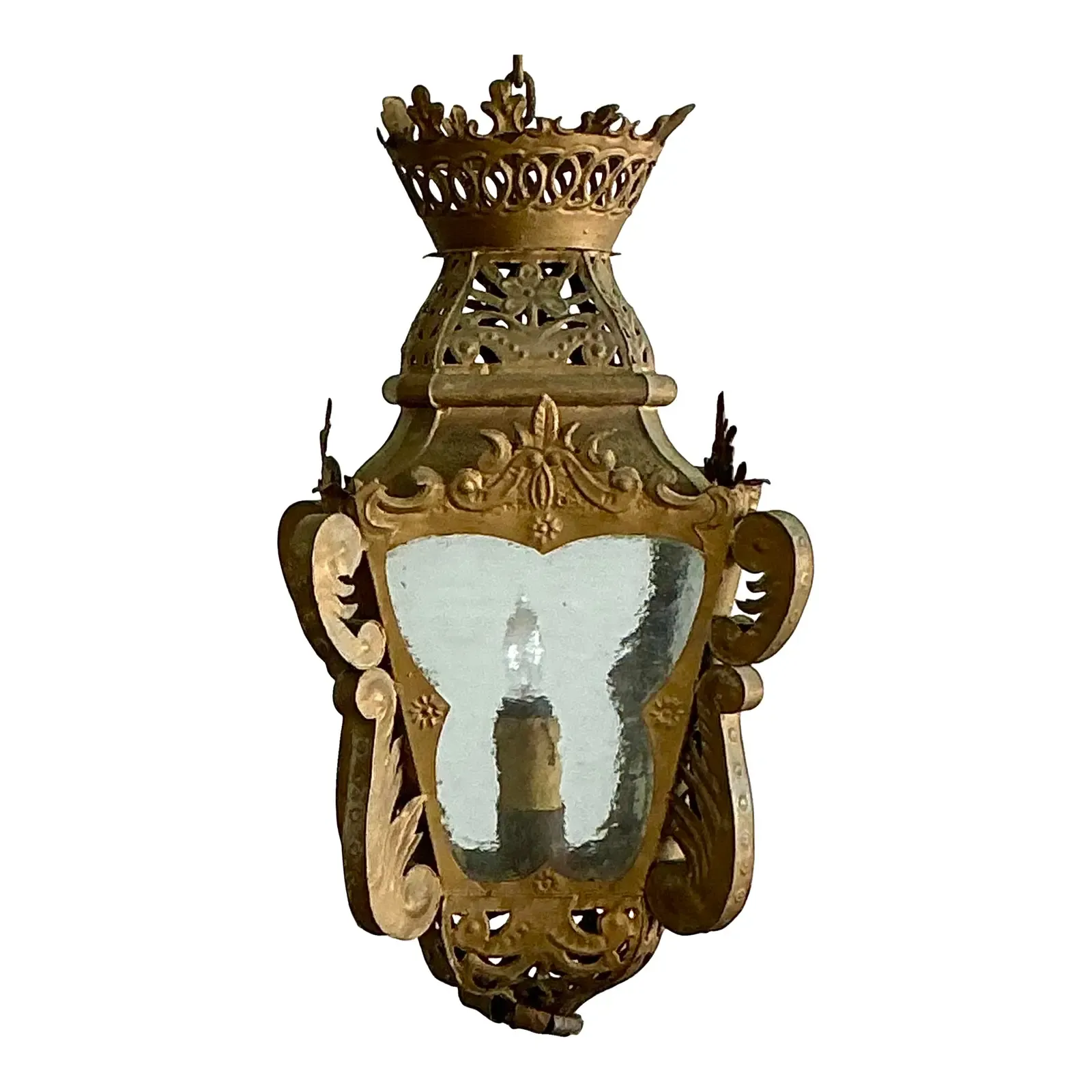 Vintage Boho Pierced Metal Lantern