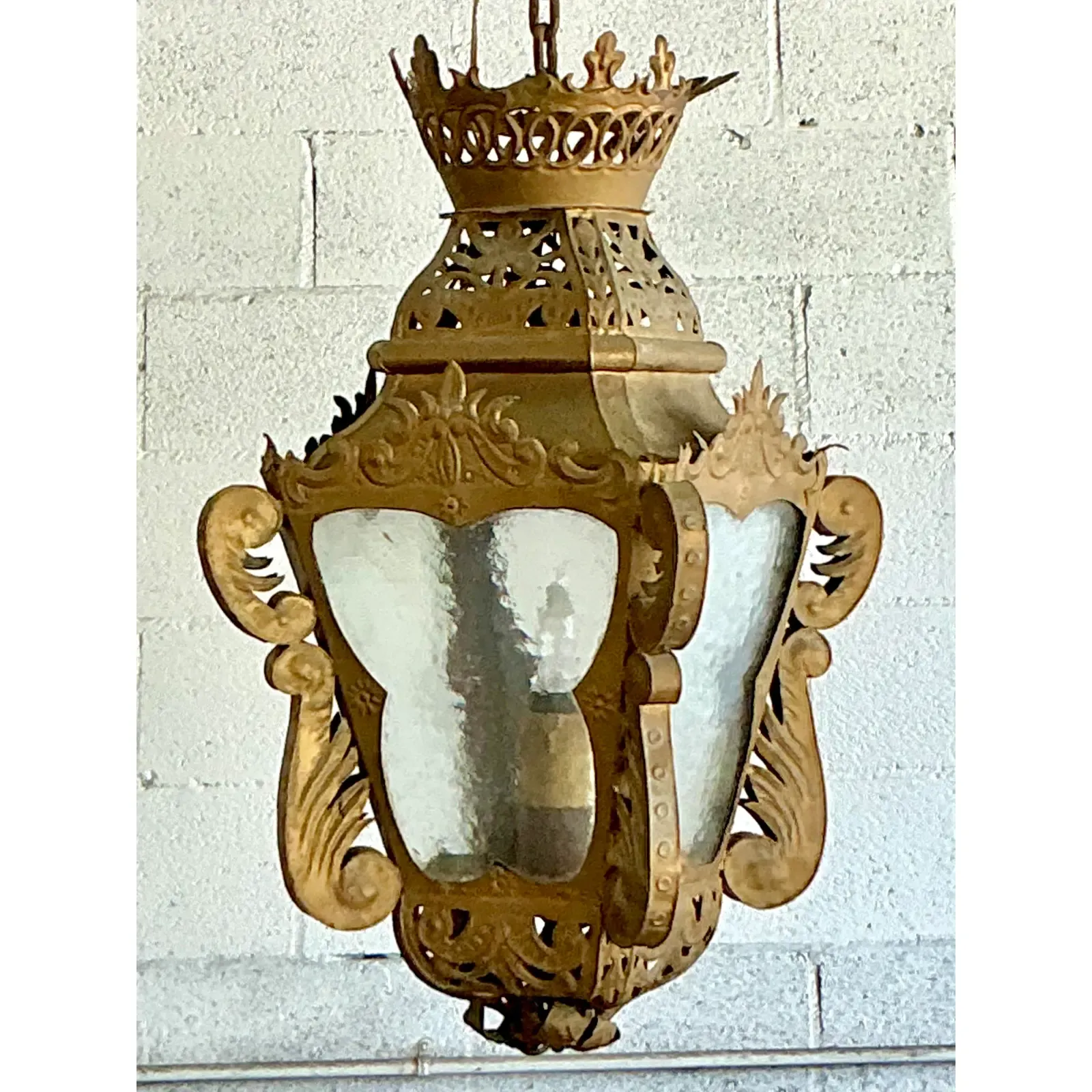 Vintage Boho Pierced Metal Lantern - Side view