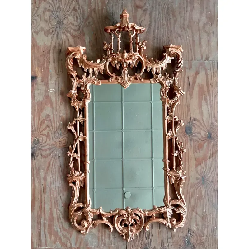 Vintage Regency Copper Finish Pagoda Mirror - Side view