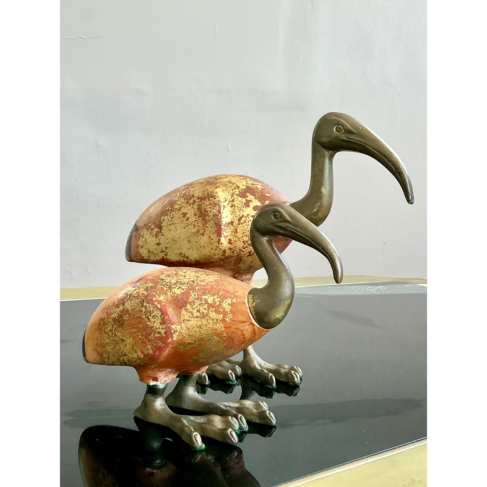 Vintage Boho Sarreid Brass Birds - Set of 2 - Detail view
