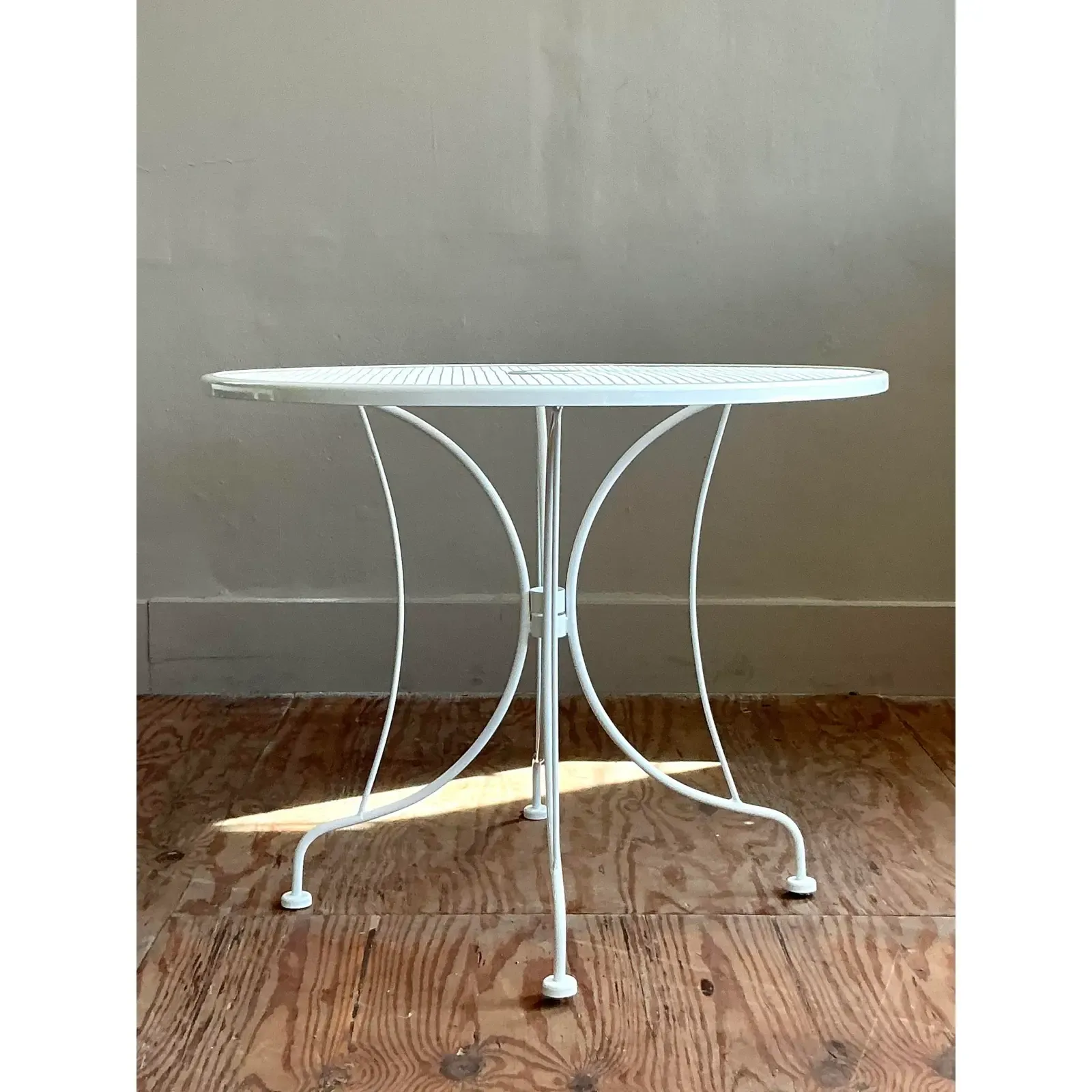 Vintage Regency Wrought Iron Dining Table After Russell Woodard - Side view