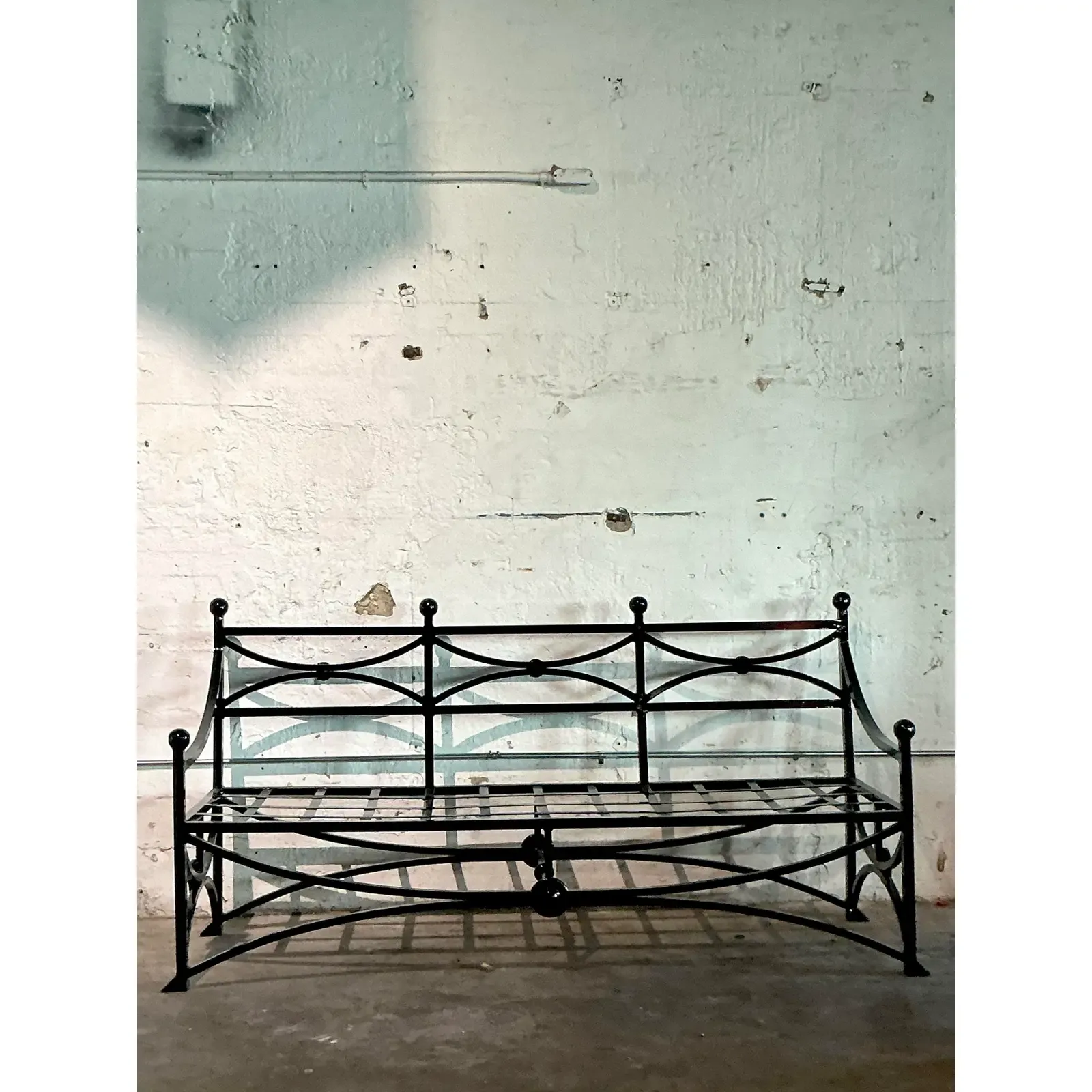 Vintage Regency Cast Aluminum Sloped Arm Sofa - Top view