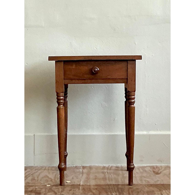 Vintage Traditional Turned Wood. Nightstand - Side view