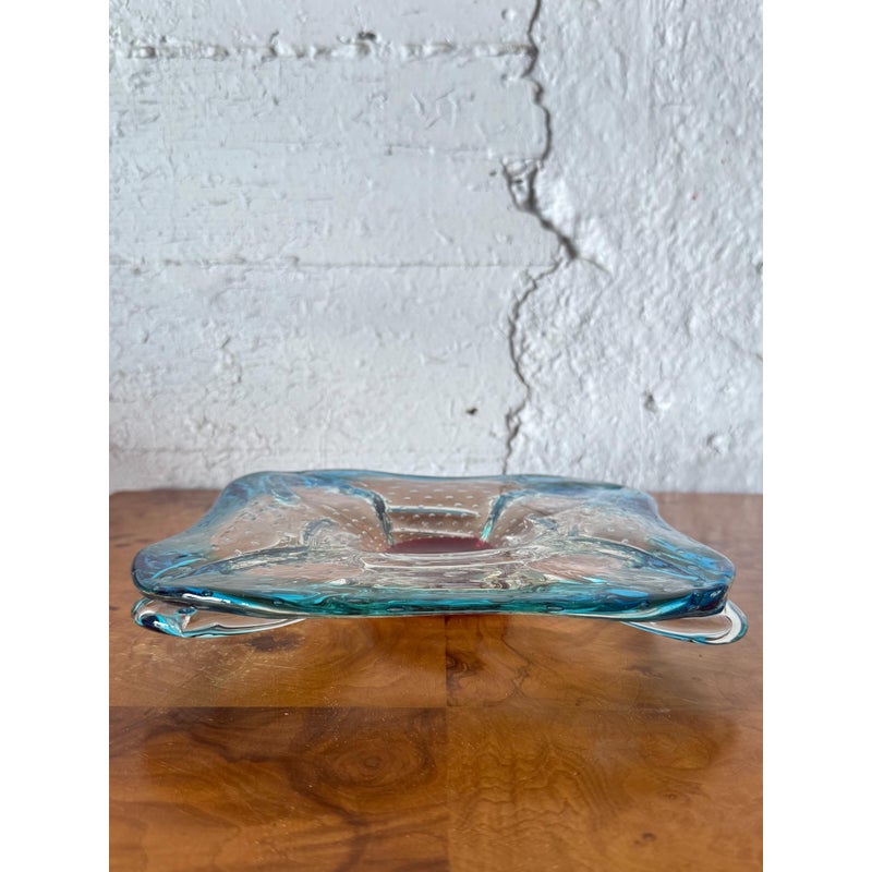Vintage Italian Art Glass Tray After Murano - Side view