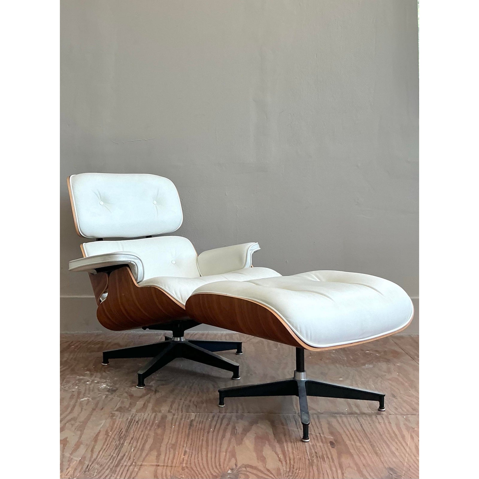 Vintage Mid-Century Modern Eames Lounge Chairs and Ottoman - Back view