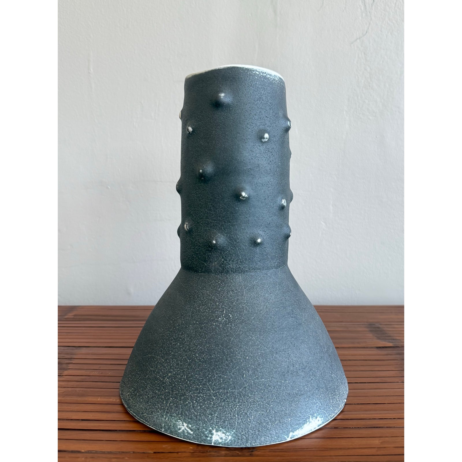 Vintage Boho Brutalist Studio Pottery Vase - Back view