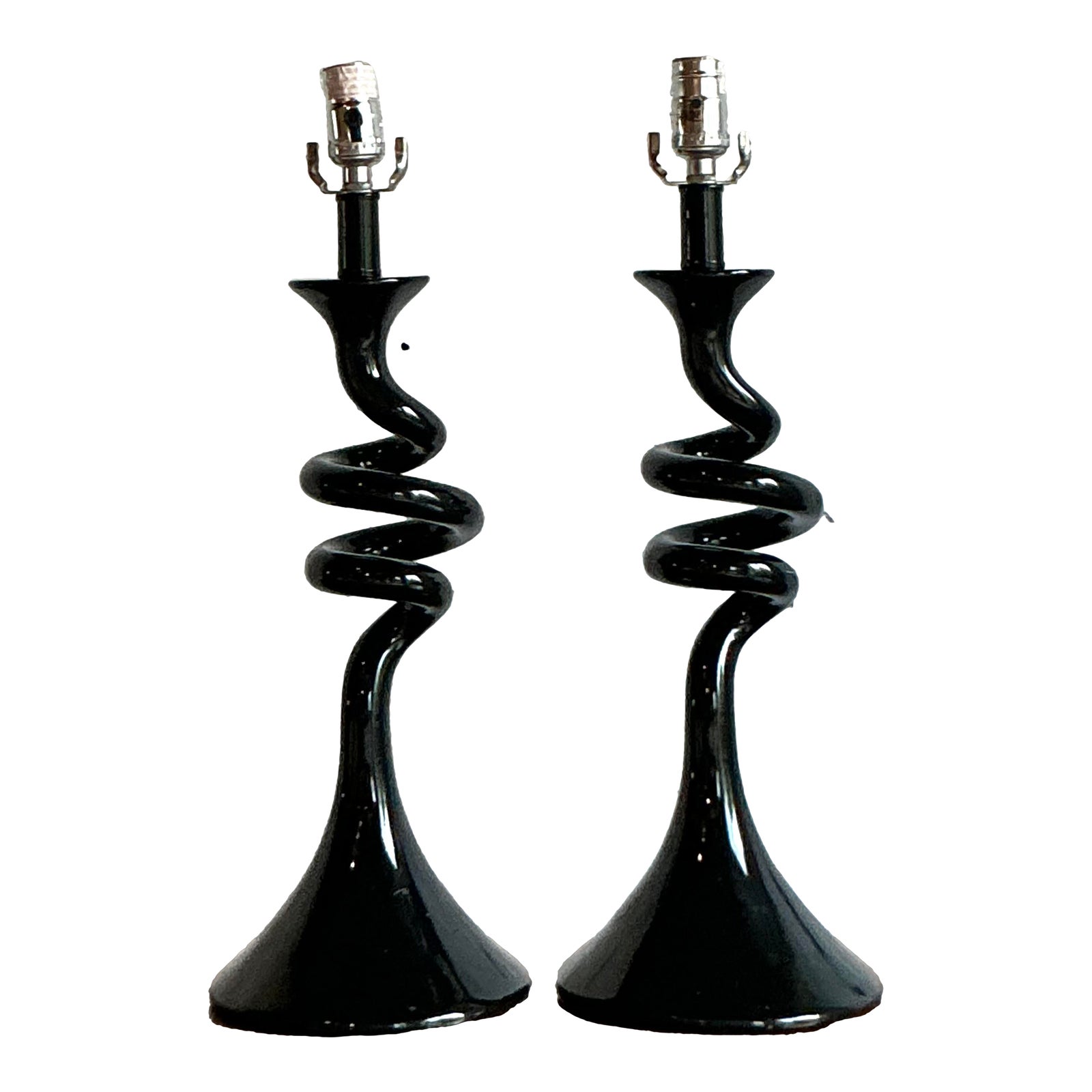 Vintage Boho Twisted Glass Lamps - A Pair
