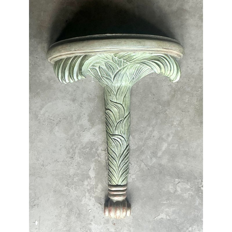 Vintage Coastal Carved Palm Frond Bracket - Detail view