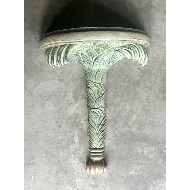 Vintage Coastal Carved Palm Frond Bracket - Side view