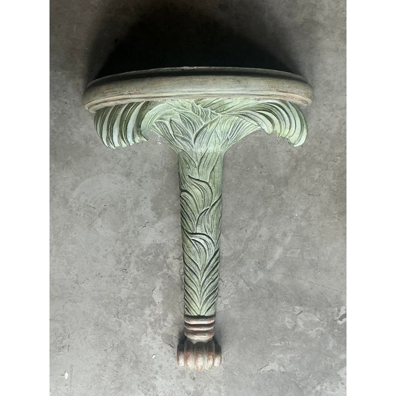 Vintage Coastal Carved Palm Frond Bracket - Back view