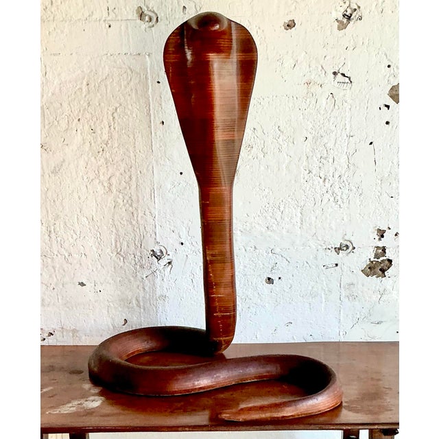 Vintage Boho Monumental Wood Cobra - Detail view