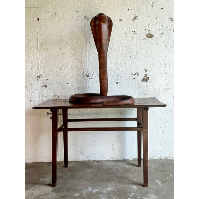Vintage Boho Monumental Wood Cobra - Side view