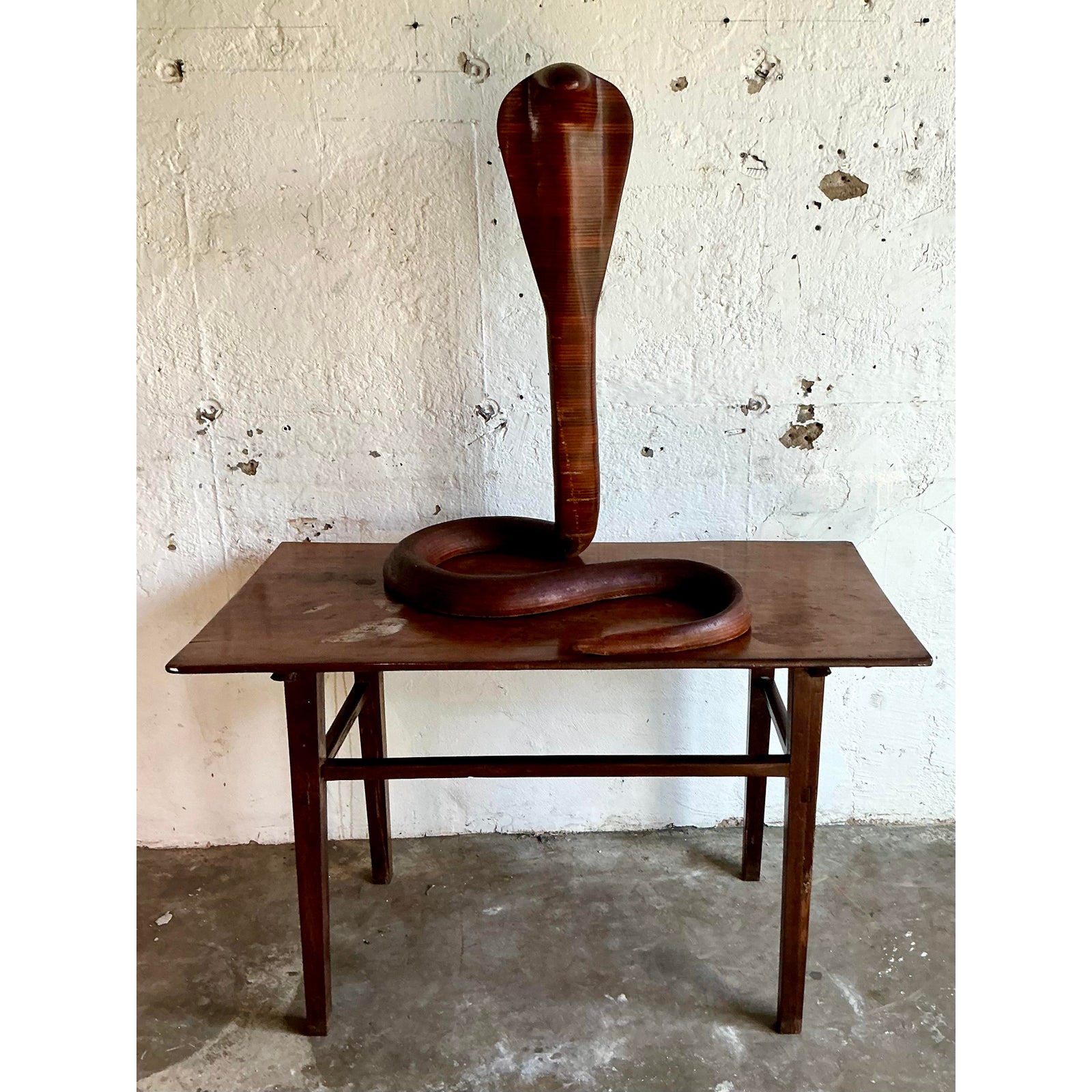 Vintage Boho Monumental Wood Cobra - Back view