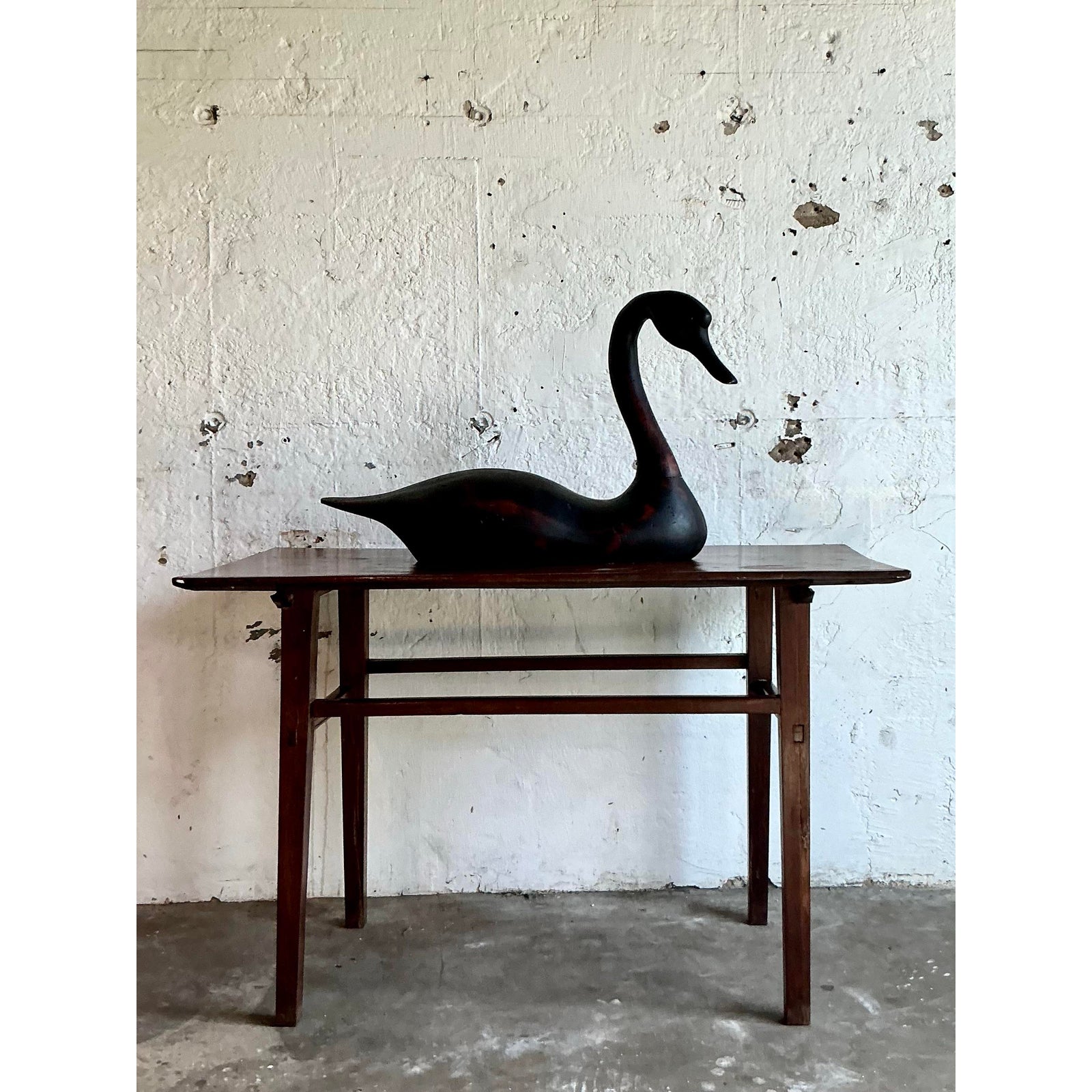 Vintage Boho Life Size Swan Decoy - Side view