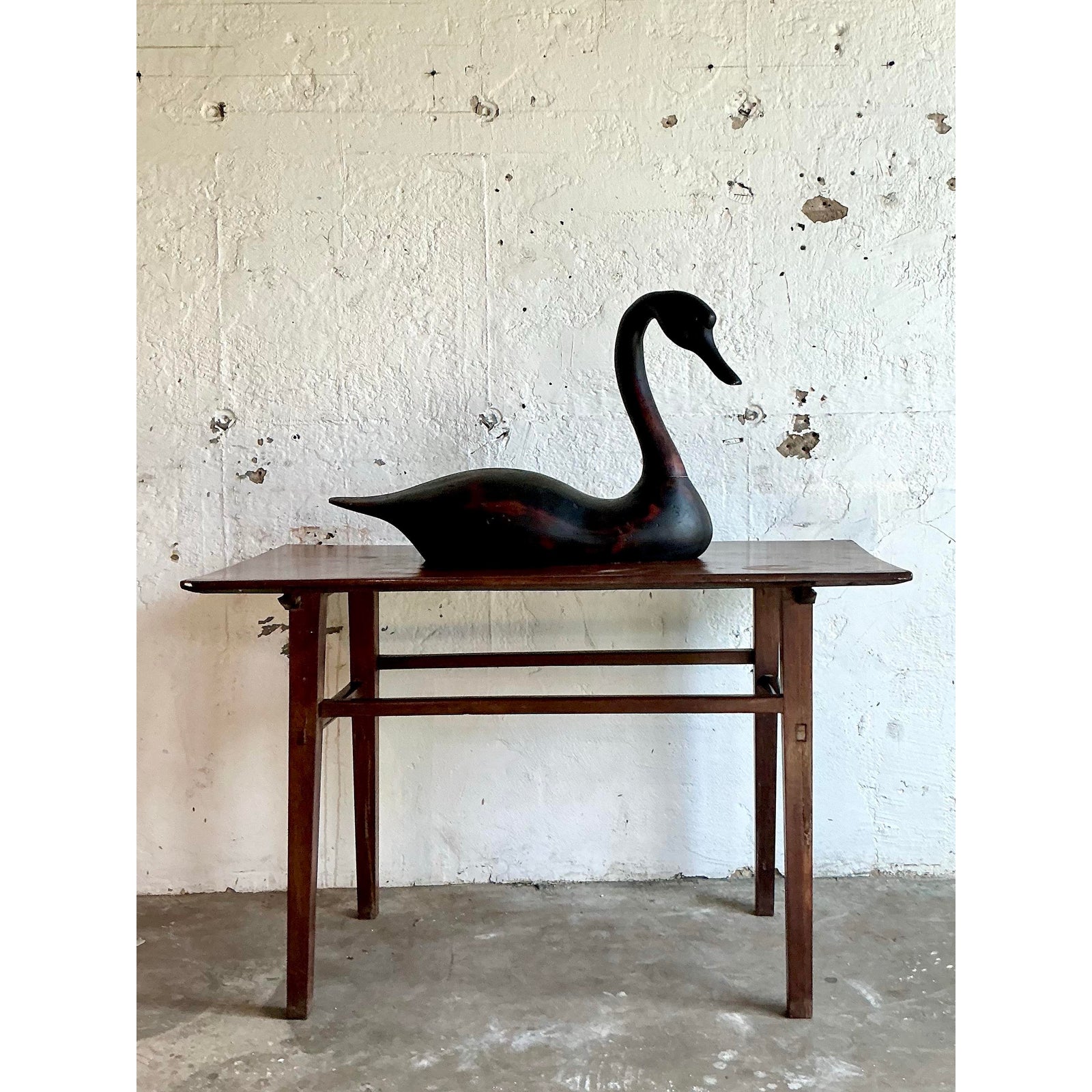 Vintage Boho Life Size Swan Decoy - Top view